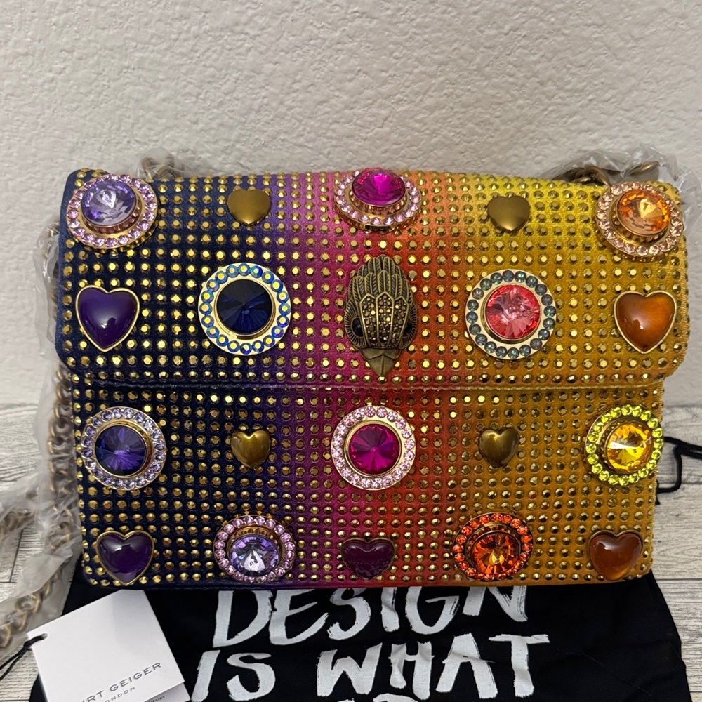 Kurt Geiger Velvet Med Kensington Gem Crossbody NWT